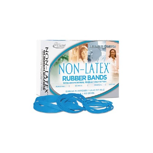 Alliance Non Latex Antimicrobial Cyan Blue Rubber Bands ALL42549