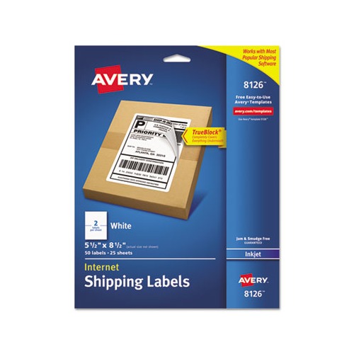 Avery Shipping Labels w/Ultrahold TrueBlock AVE8126