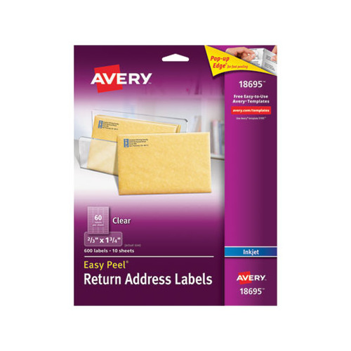 Avery Clear Easy Peel Return Address Labels - AVE18695 - Shoplet.com