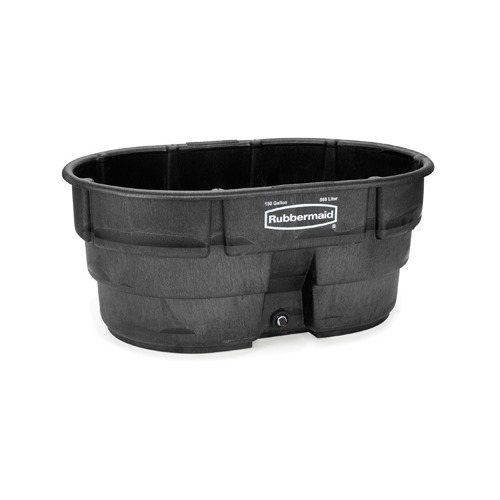 Rubbermaid Structural Foam Livestock Tank, 150 Gal, Oval, Black