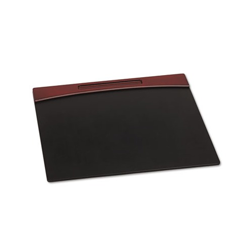 Rolodex Mahogany Wood and Black Faux Leather Desk Pad ROL81769